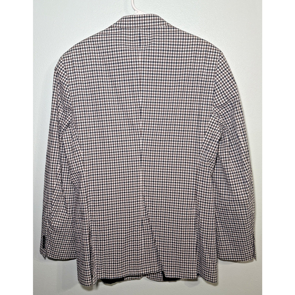 Tommy Hilfiger Mens Modern fit Sport Coat‎ Blazer 42 L Navy/White/Brown Plaid - Picture 8 of 8